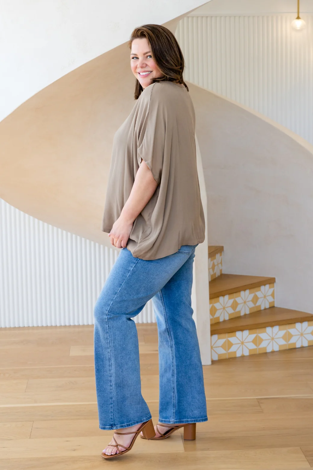Brodie Drape Top Latte - Image 4