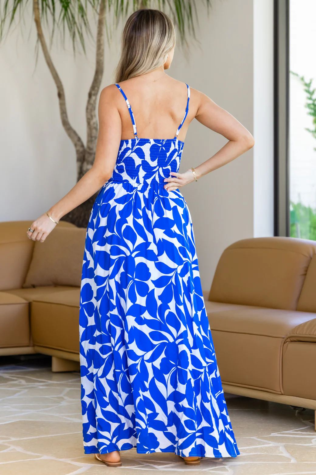 Final Sale l Brooklyn Maxi Dress Charlize Print Blue White - Image 11