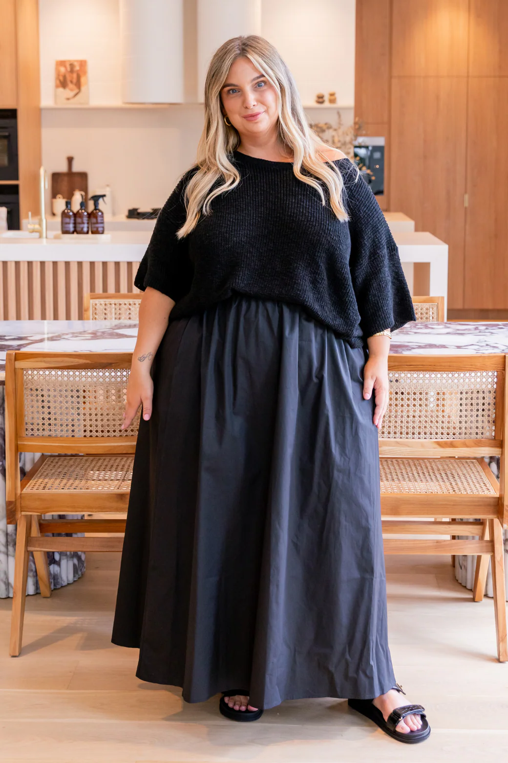 Dawson Cotton Knit Top Black - Image 3