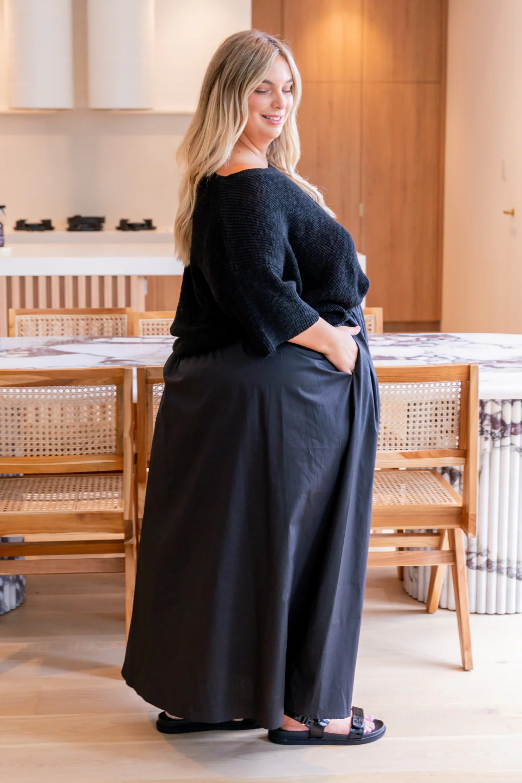 Dawson Cotton Knit Top Black - Image 6