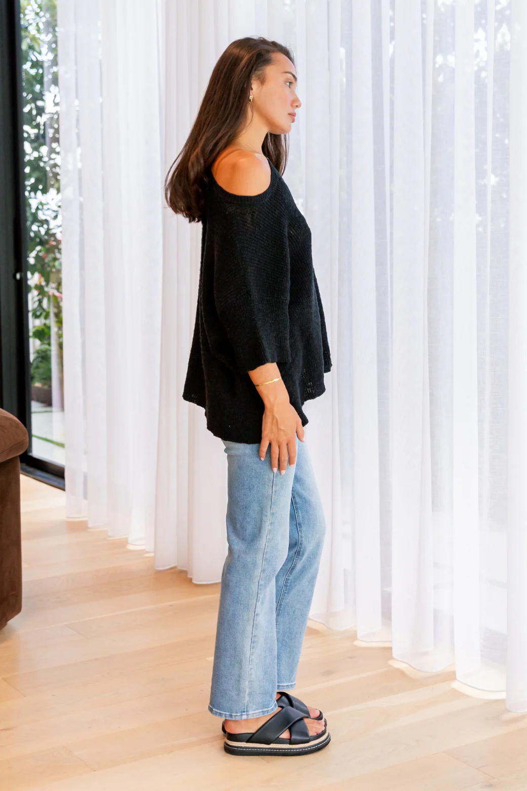 Dawson Cotton Knit Top Black - Image 9