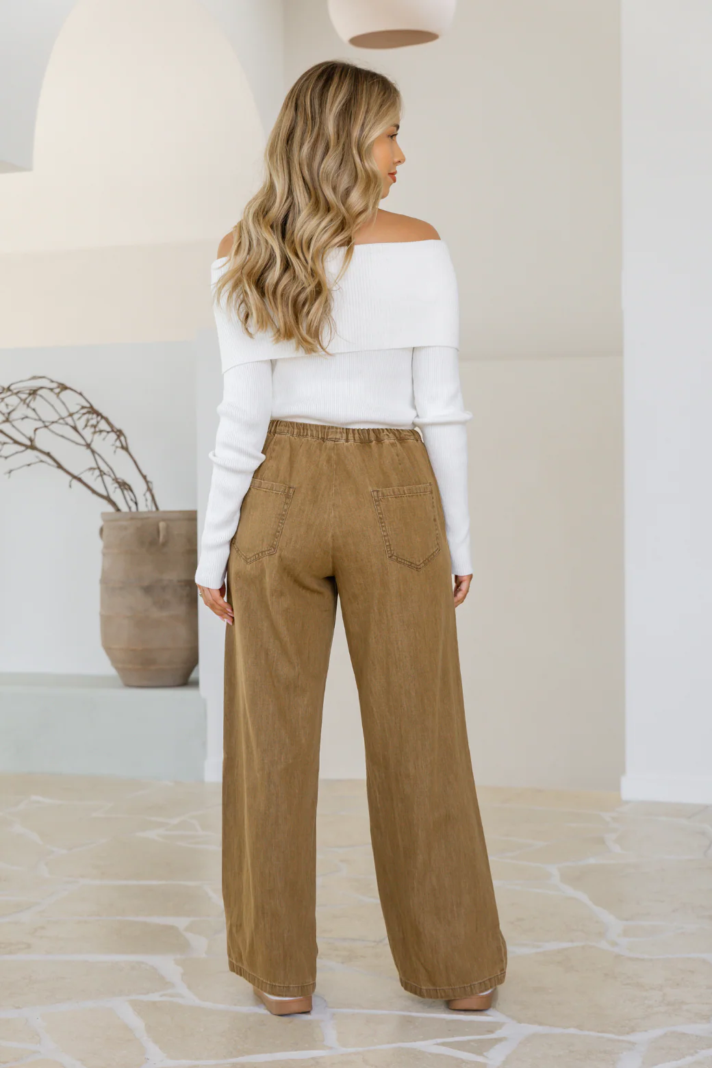 Final Sale | Grace Drawstring Jeans Dark Tan - Image 9