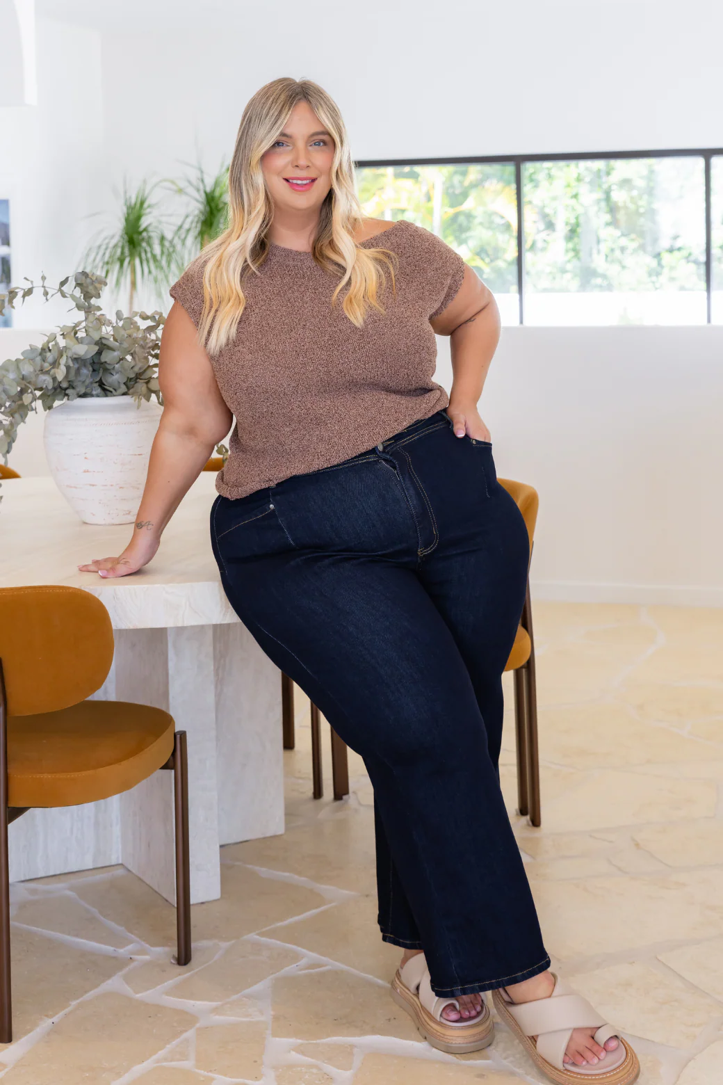 Hampton Off Shoulder Knit Top Chocolate - Image 5