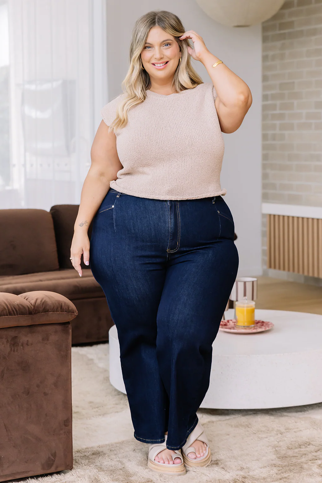 Hampton Off Shoulder Knit Top Natural - Image 3