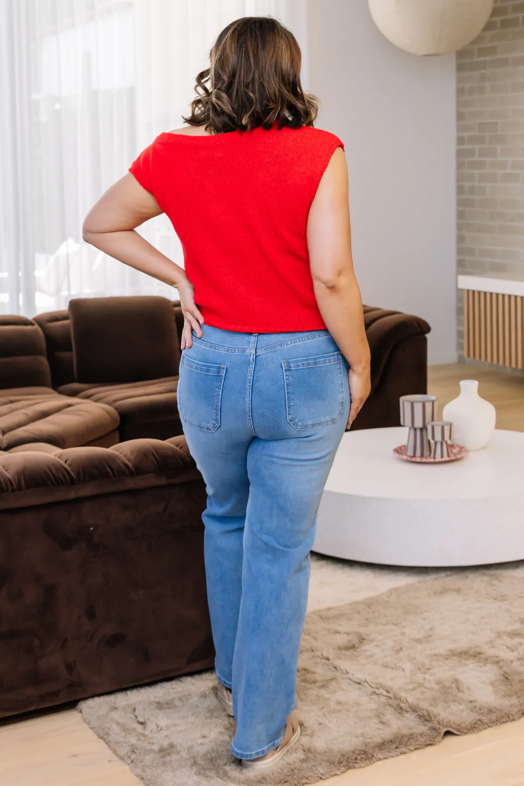 Hampton Off Shoulder Knit Top Red - Image 10