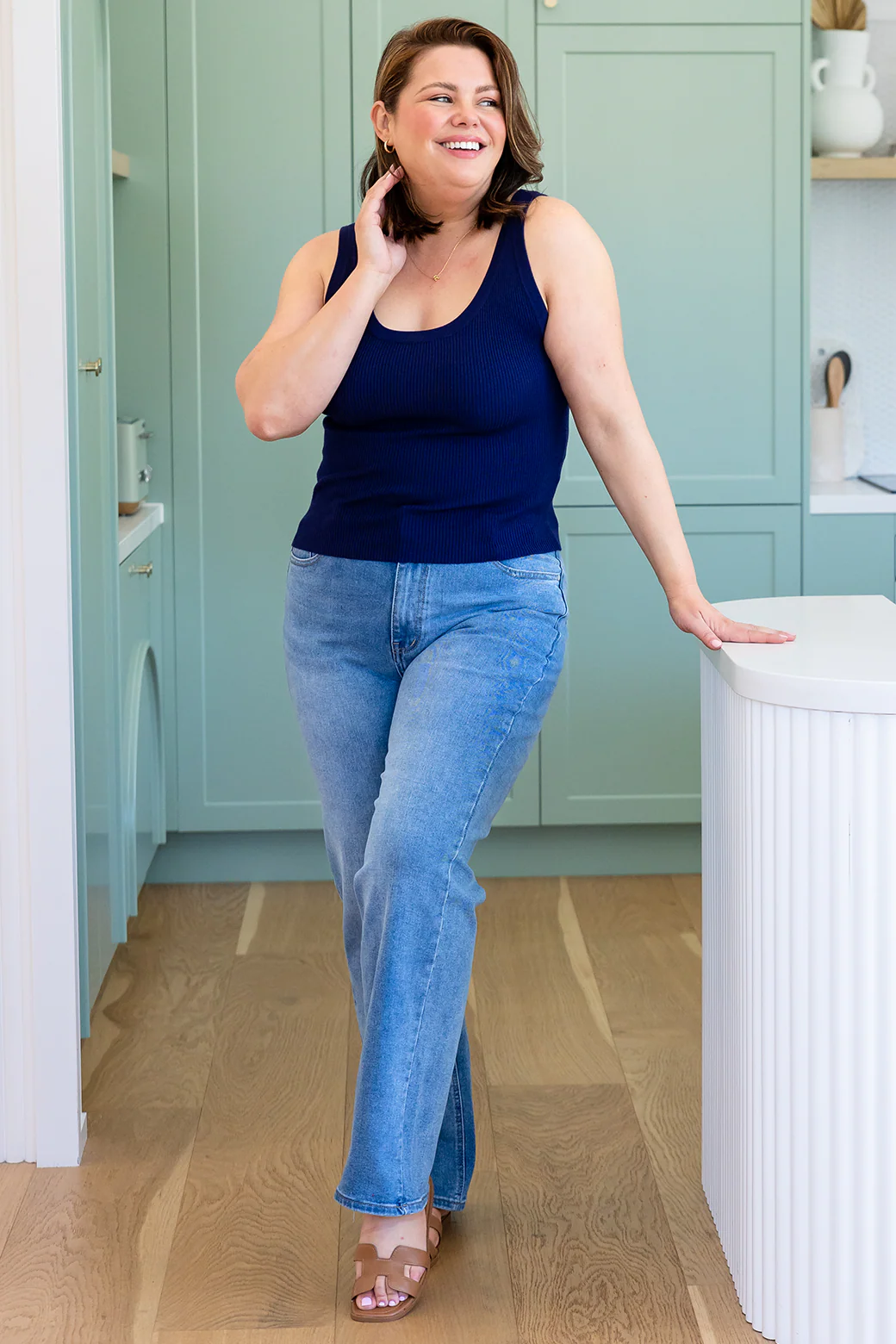 Final Sale | Harlow Scoop Knit Tank Navy - Image 3