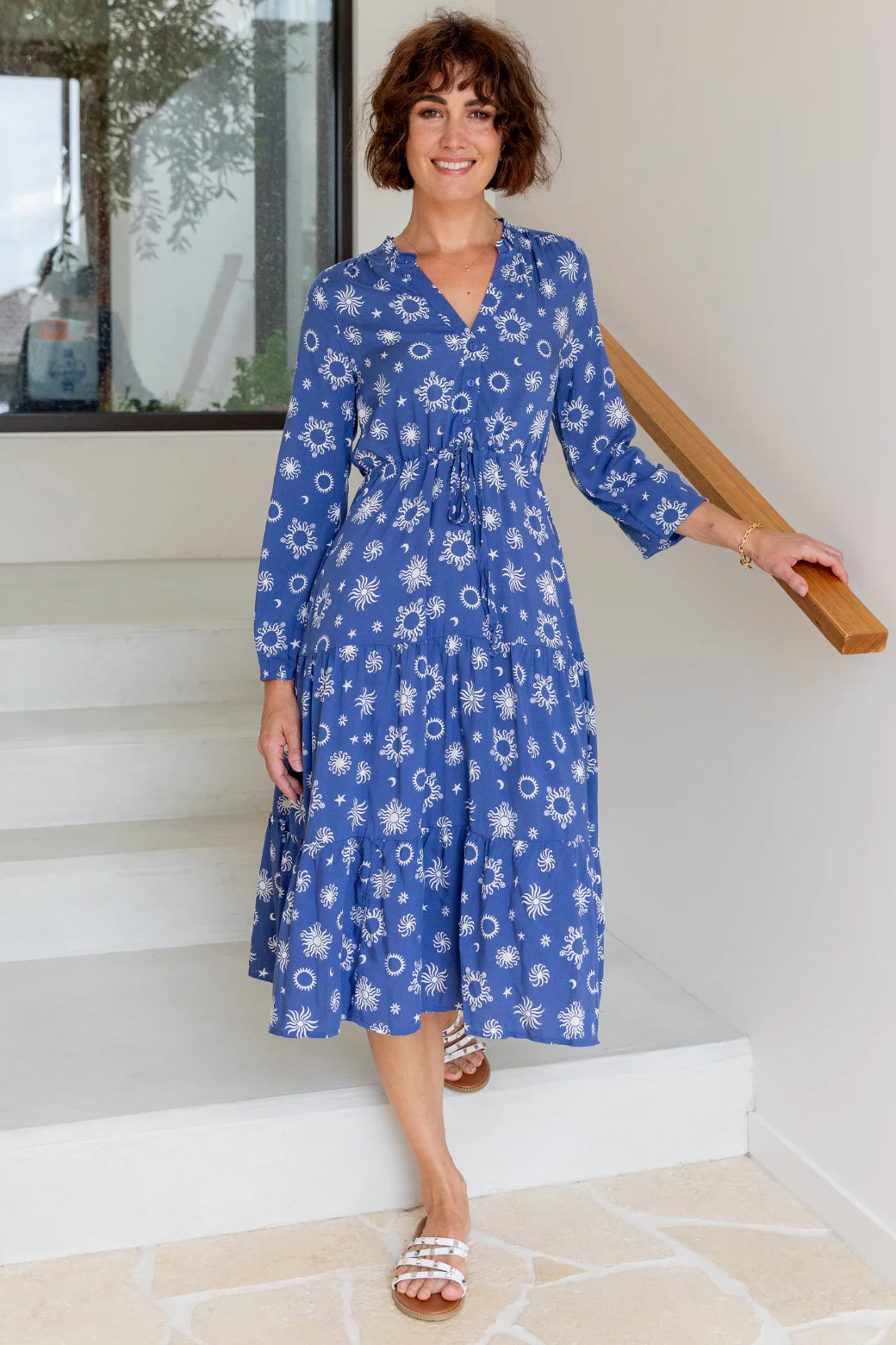 Final Sale | Haven Midi Dress Nova Print Twilight Blue - Image 3