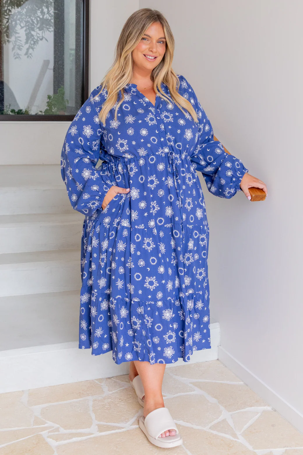 Final Sale | Haven Midi Dress Nova Print Twilight Blue - Image 4
