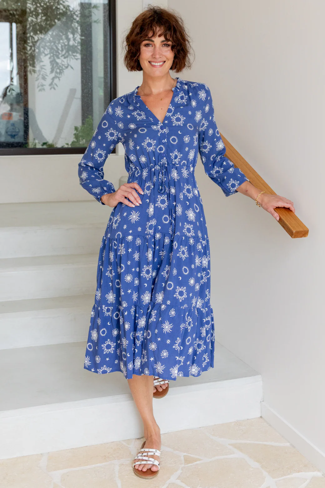 Final Sale | Haven Midi Dress Nova Print Twilight Blue - Image 5