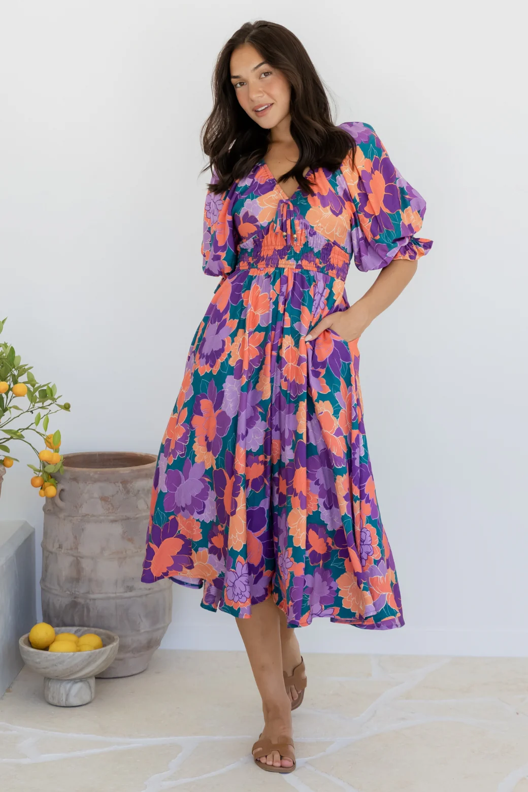 Final Sale | Jade Midi Dress Milan Floral Print - Image 12