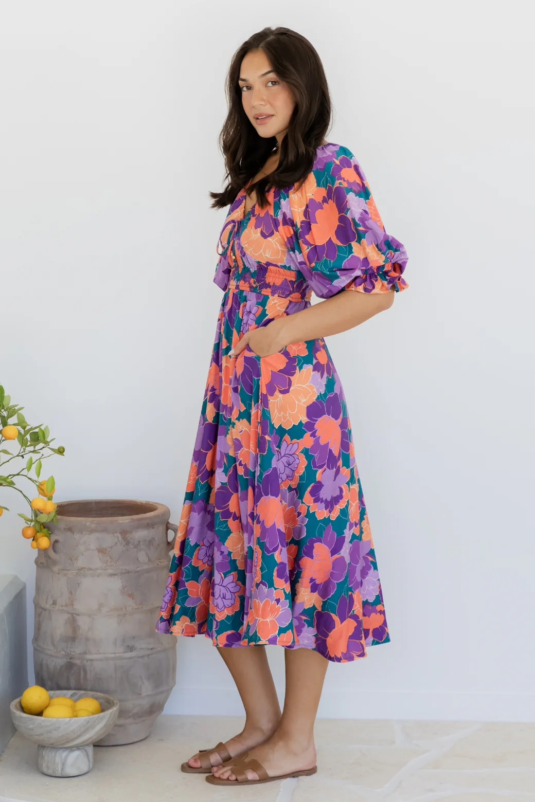 Final Sale | Jade Midi Dress Milan Floral Print - Image 3