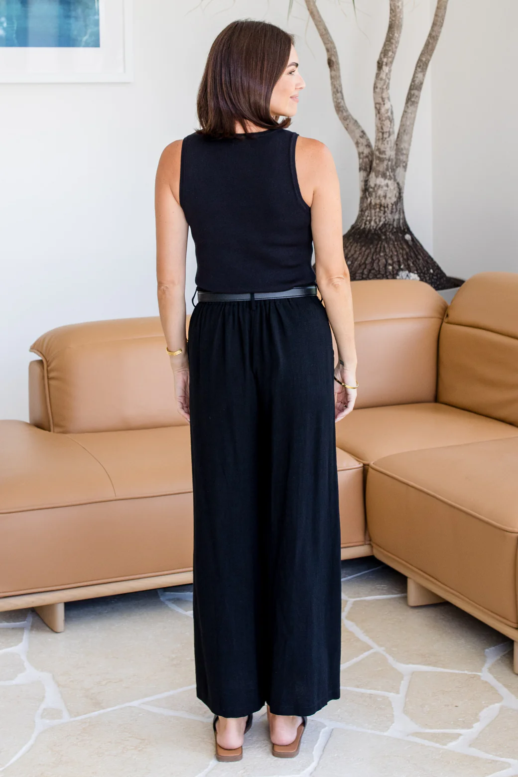 Whitney Linen Tailored Pants Black - Image 9
