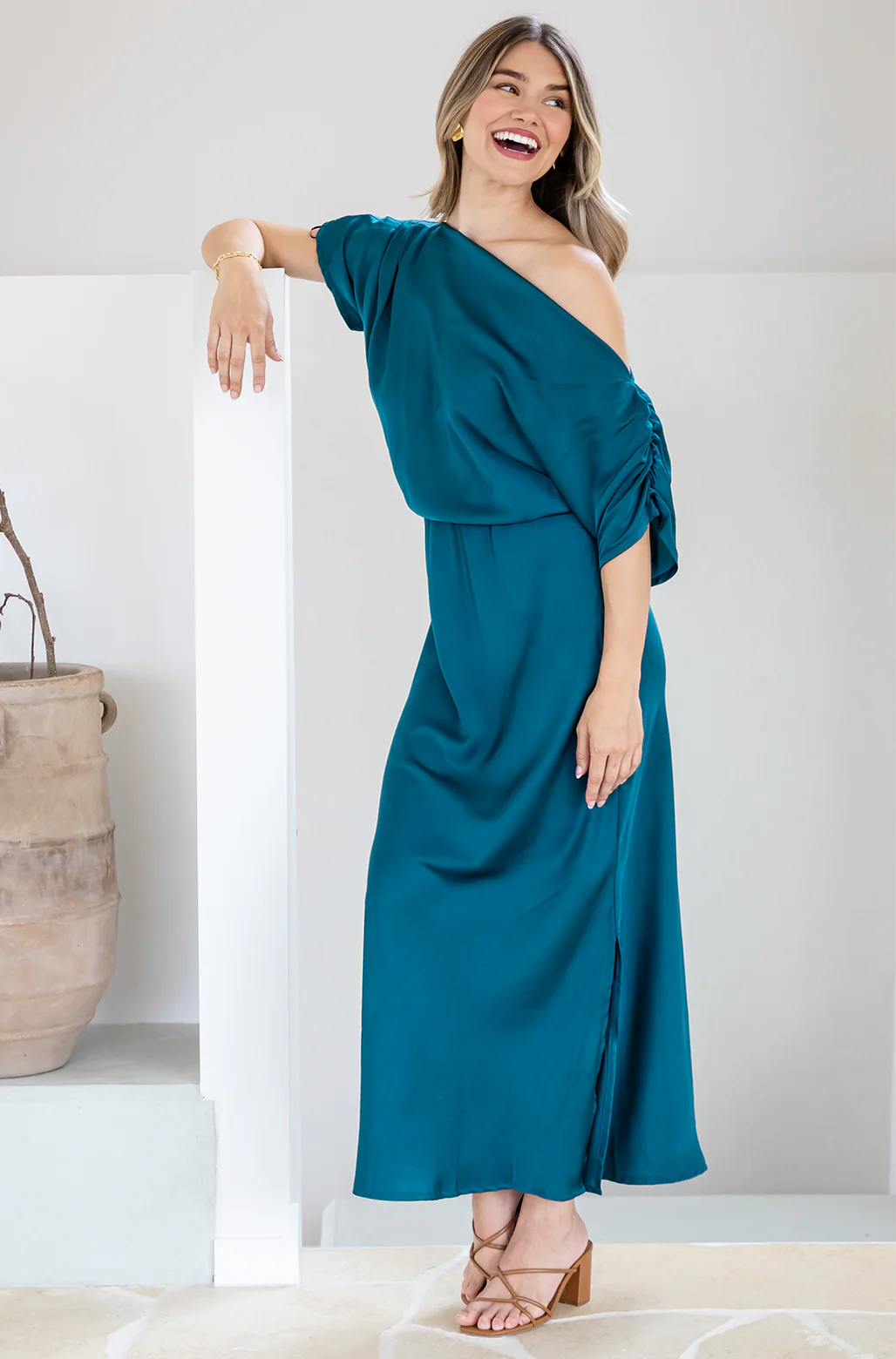 Final Sale | Katya Off Shoulder Maxi Dress Deep Teal - Image 4