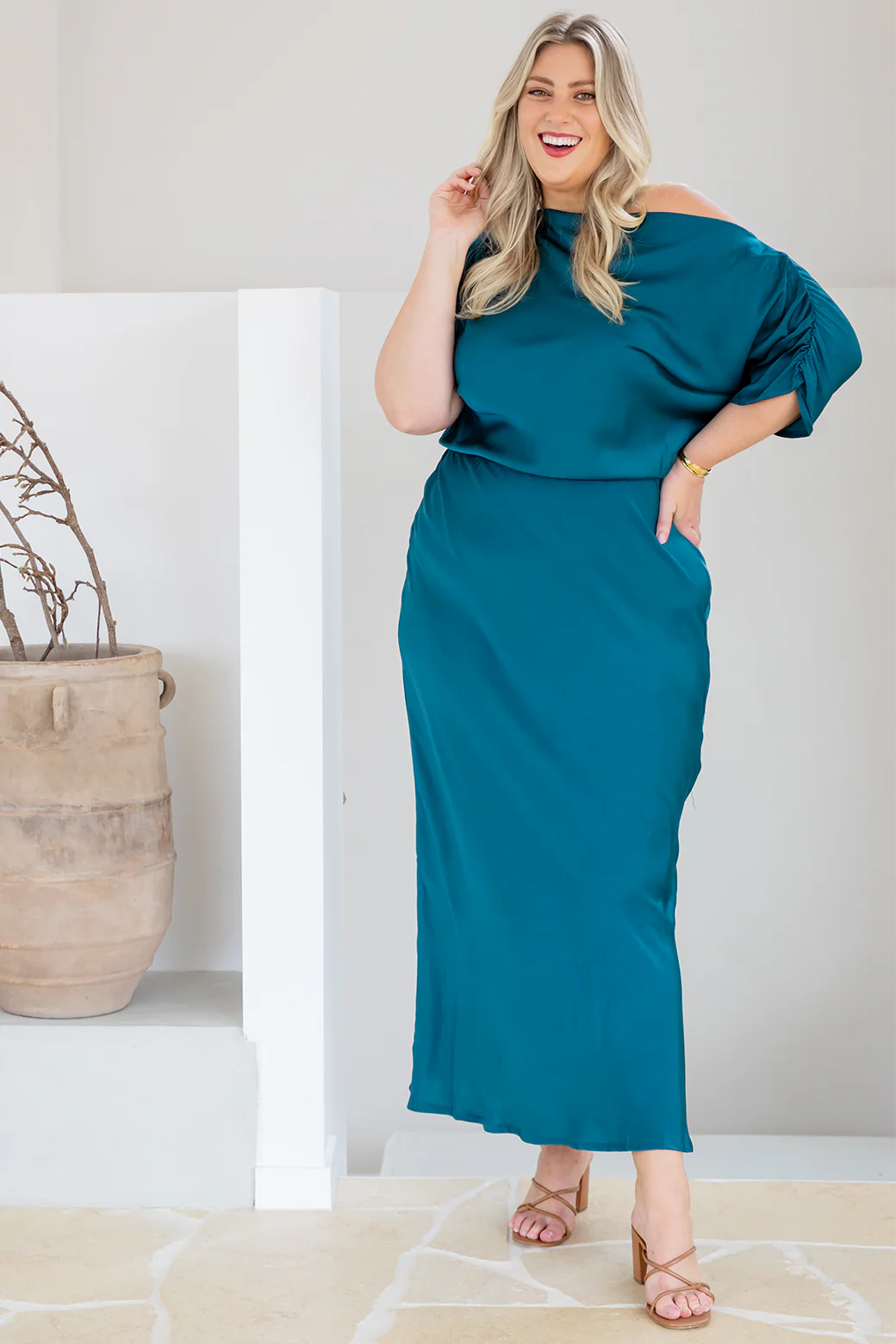Final Sale | Katya Off Shoulder Maxi Dress Deep Teal - Image 5