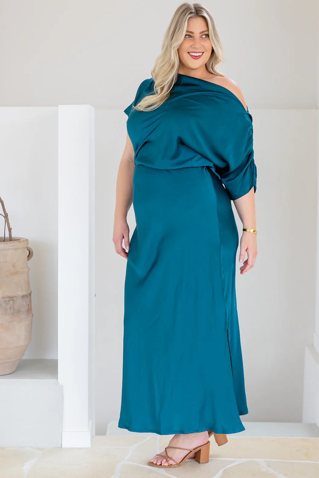 Final Sale | Katya Off Shoulder Maxi Dress Deep Teal - Image 6