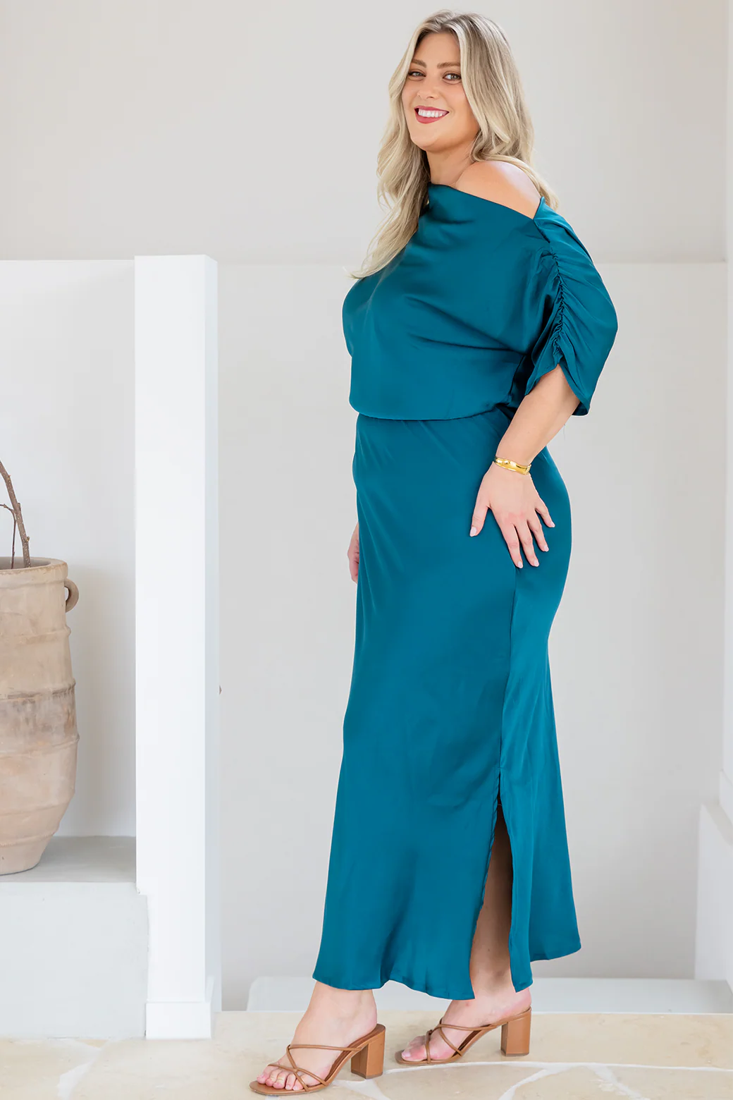 Final Sale | Katya Off Shoulder Maxi Dress Deep Teal - Image 7