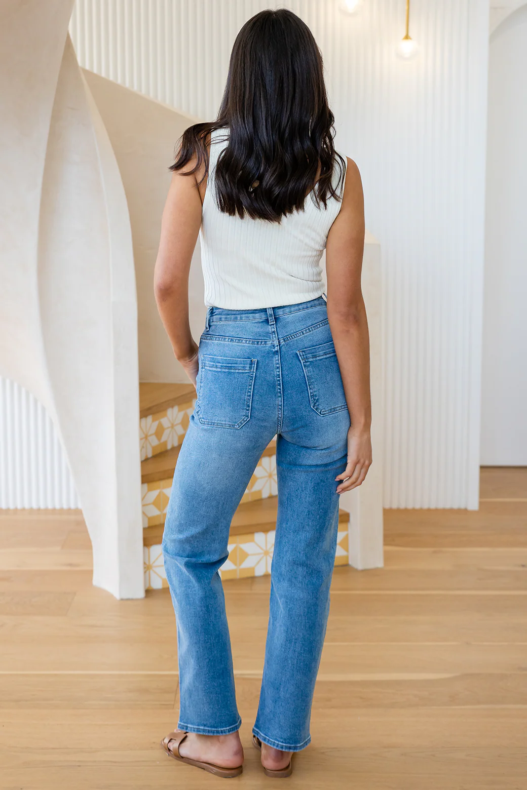 Lucy Stretch Straight Jeans Washed Blue - Image 11