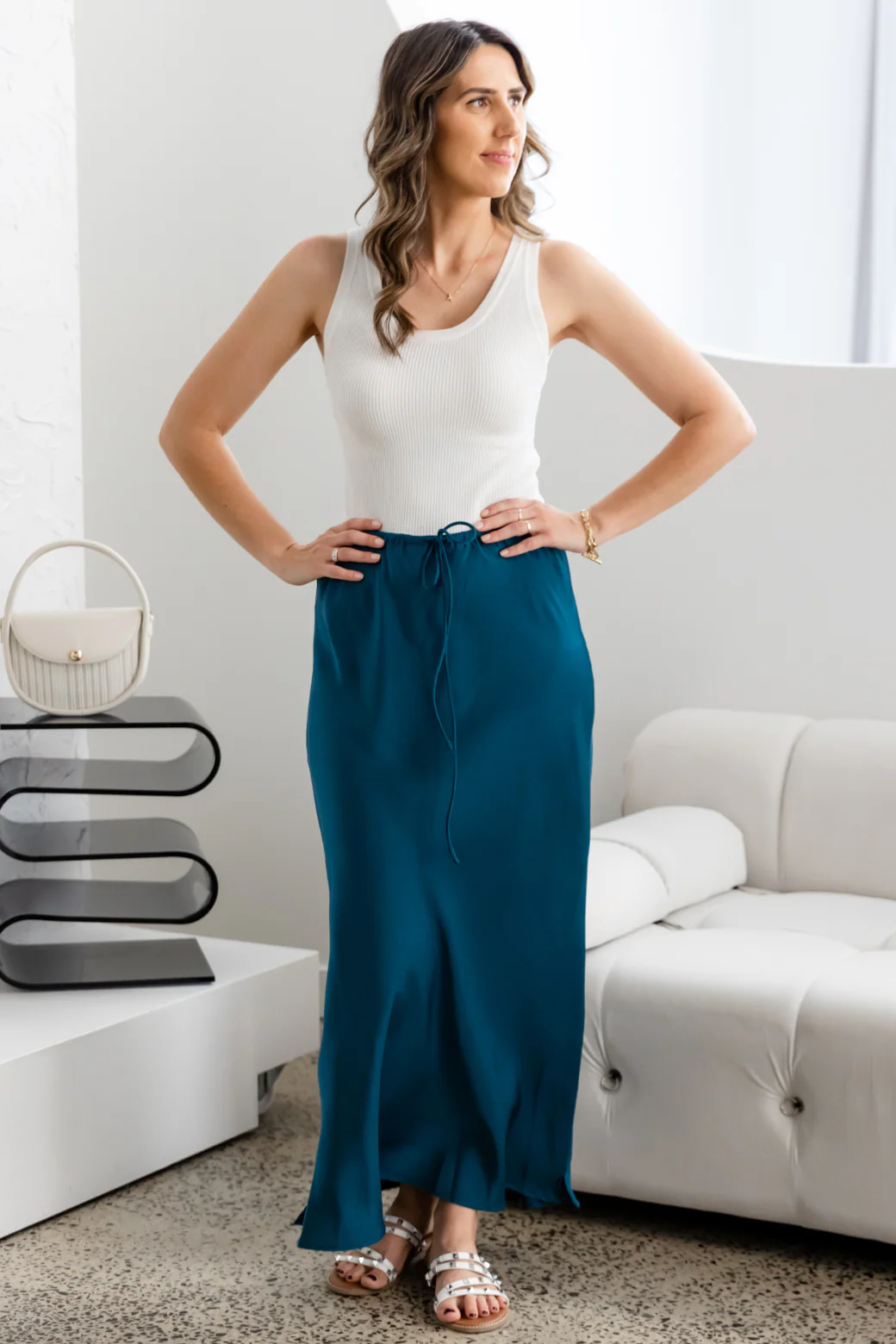 Final Sale | Lyla Bias Cut Skirt Deep Teal - Image 10