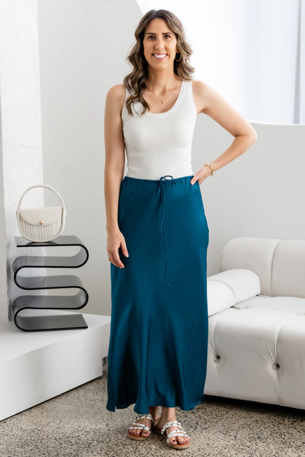 Final Sale | Lyla Bias Cut Skirt Deep Teal - Image 11
