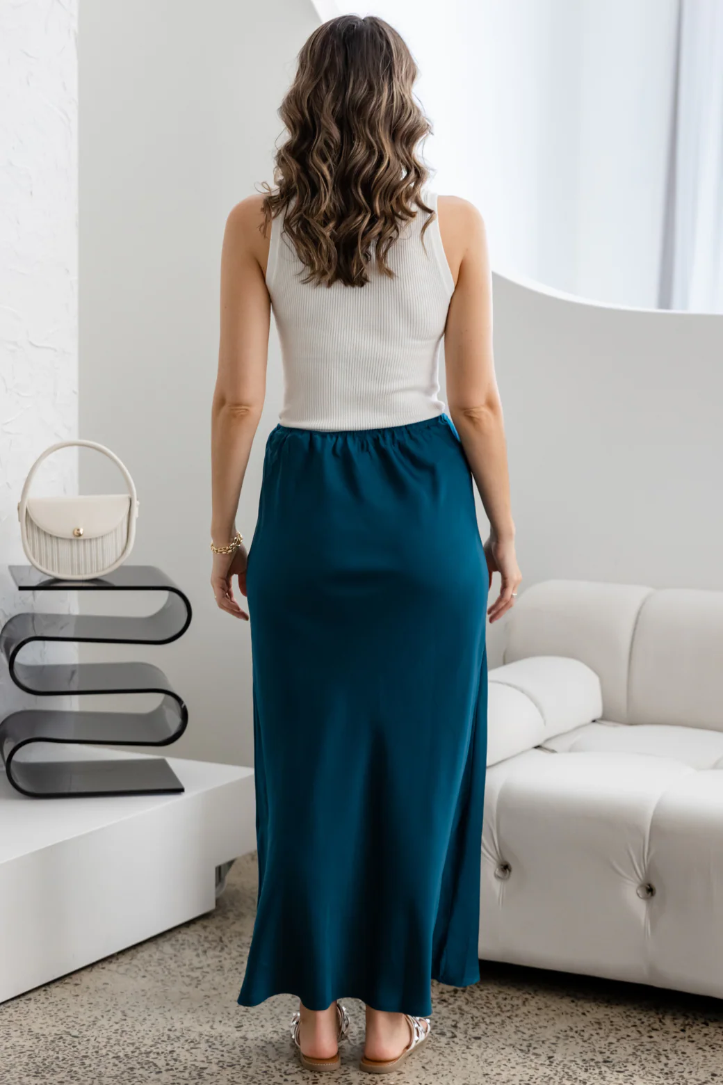 Final Sale | Lyla Bias Cut Skirt Deep Teal - Image 13