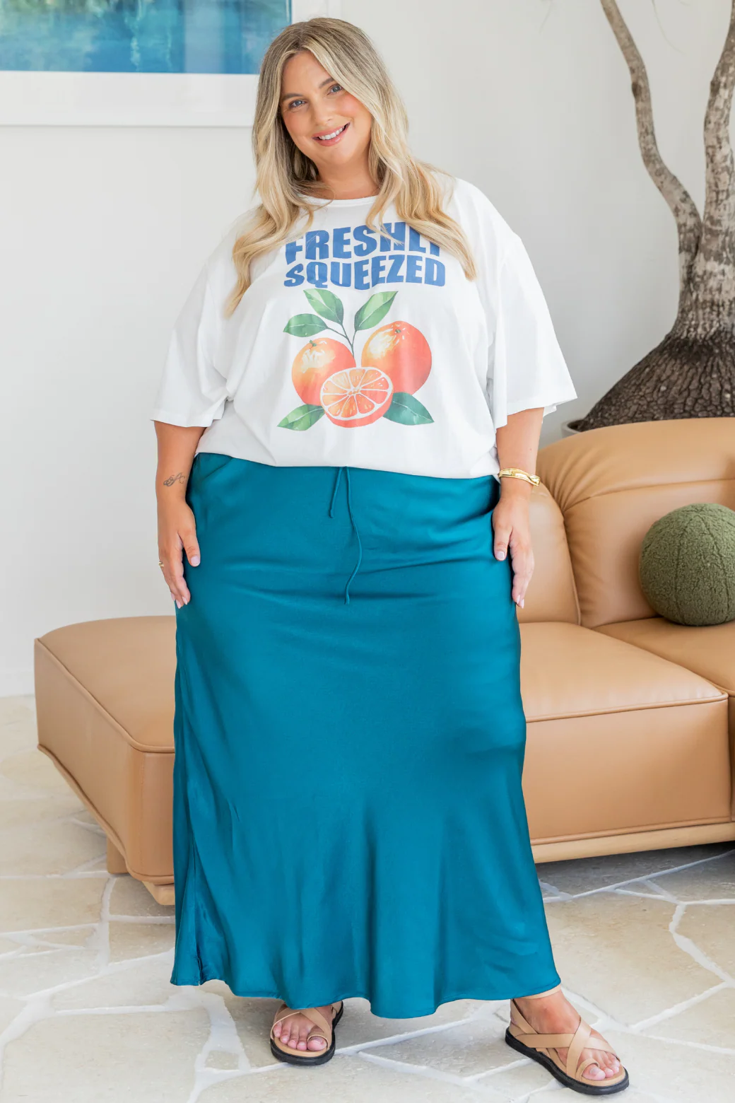 Final Sale | Lyla Bias Cut Skirt Deep Teal - Image 4