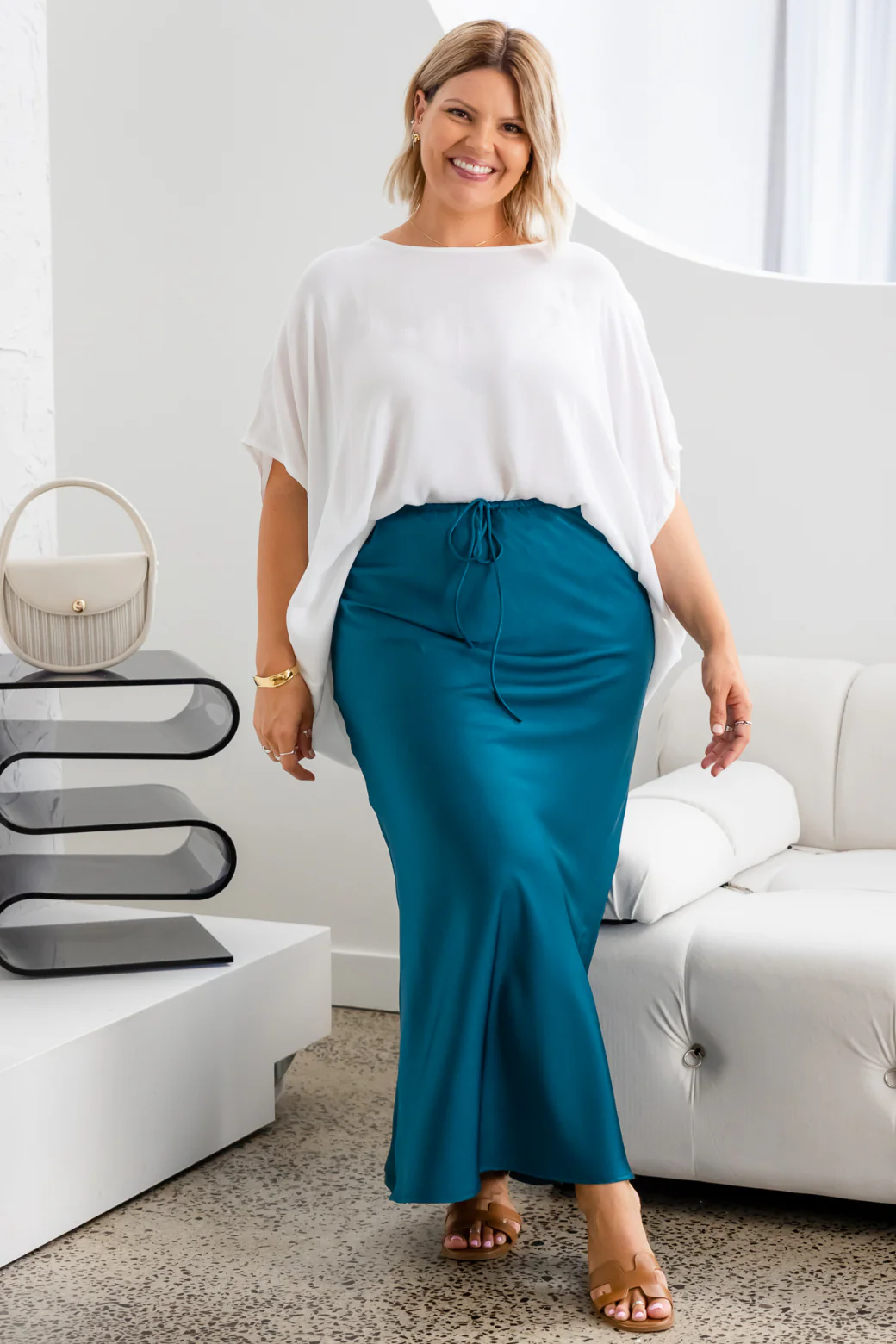 Final Sale | Lyla Bias Cut Skirt Deep Teal - Image 5