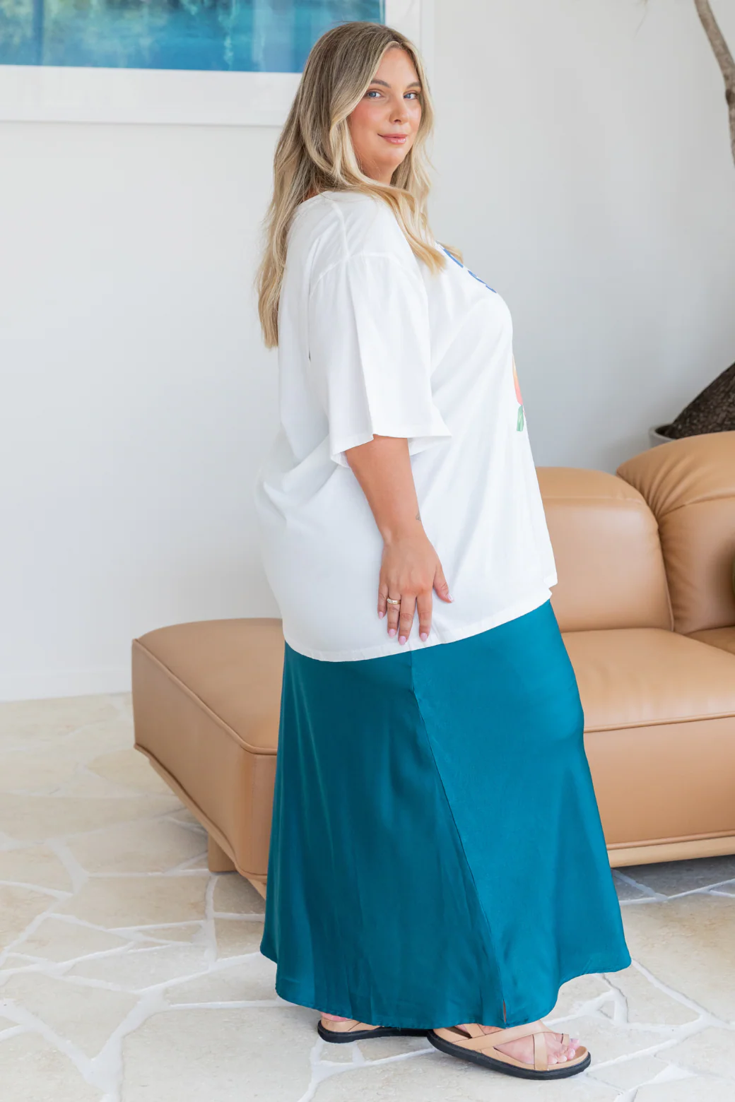 Final Sale | Lyla Bias Cut Skirt Deep Teal - Image 6