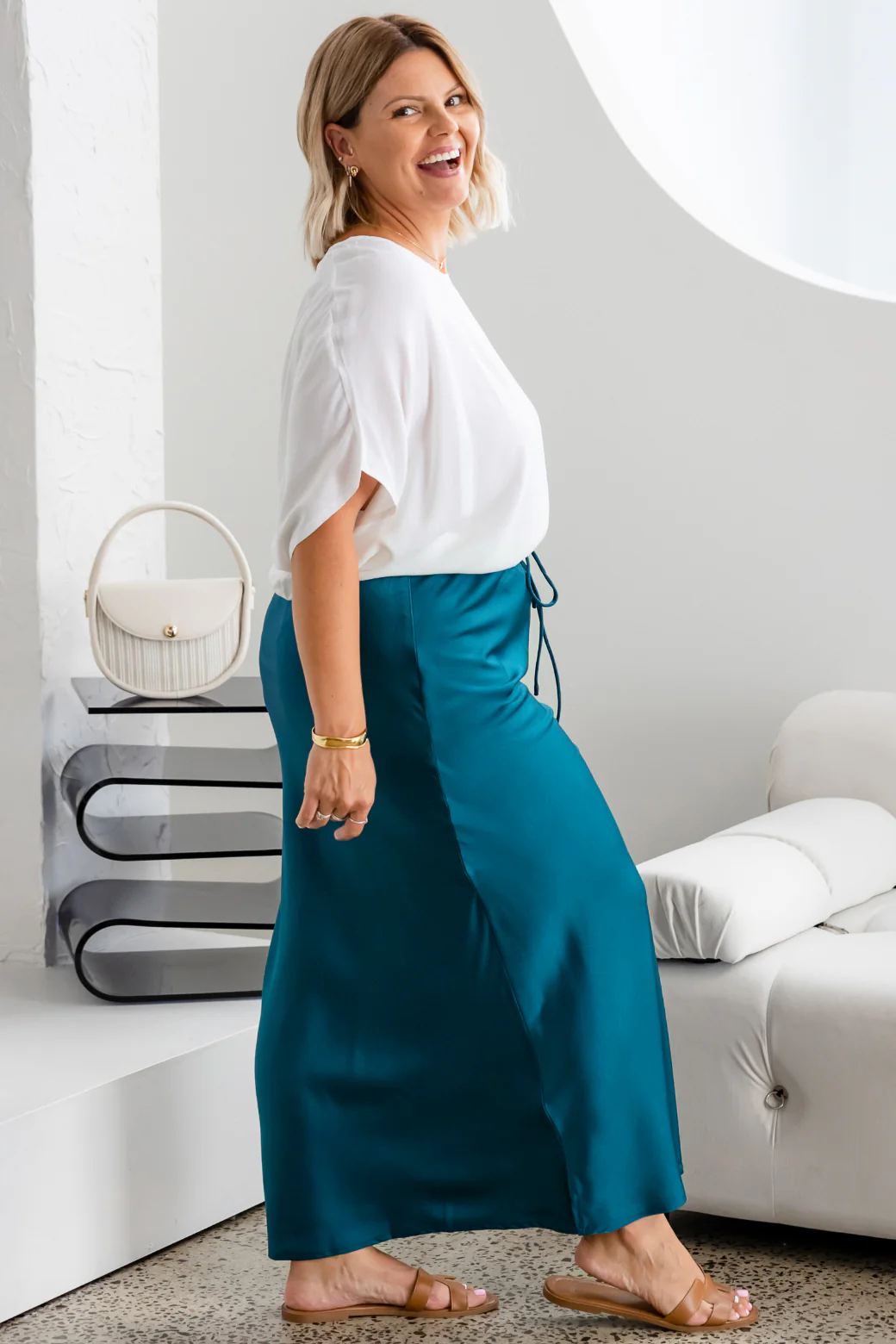 Final Sale | Lyla Bias Cut Skirt Deep Teal - Image 7