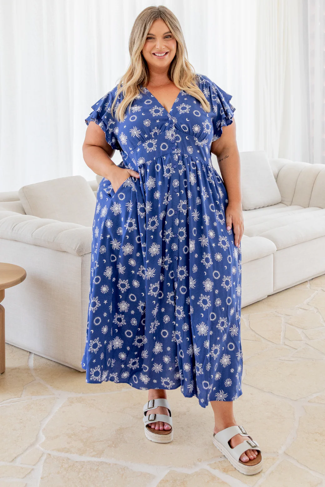 Final Sale | Melanie Midi Dress Nova Print Twilight Blue - Image 4