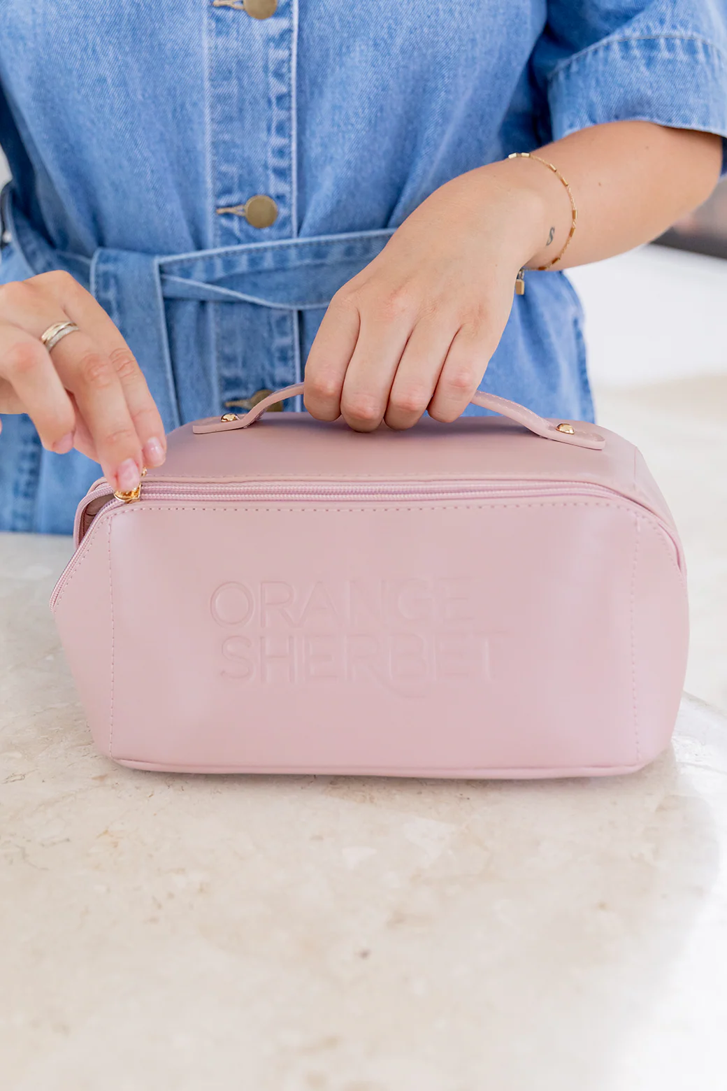 FINAL SALE | Orange Sherbet Cosmetic Fold Out Bag Blush - Image 6