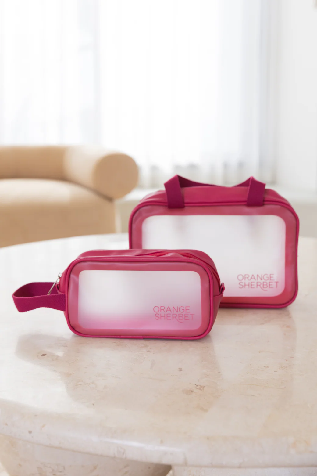 FINAL SALE | Orange Sherbet Cosmetic Travel Bag Twin Pack - Image 4