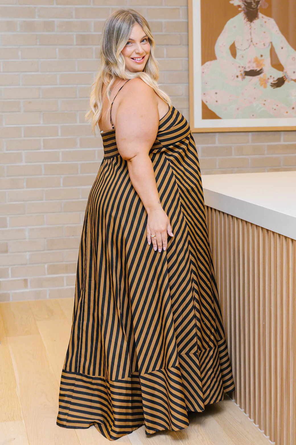 Final Sale | Portafino Maxi Dress Black Tan Stripe - Image 10