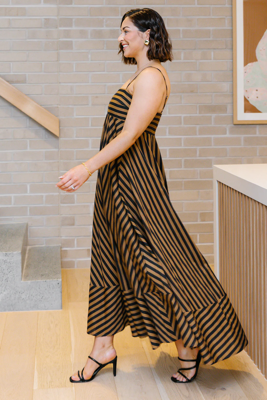 Final Sale | Portafino Maxi Dress Black Tan Stripe - Image 4