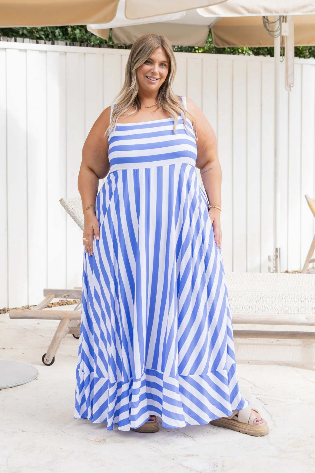 Primrose Maxi Dress Blue Stripe - Image 7
