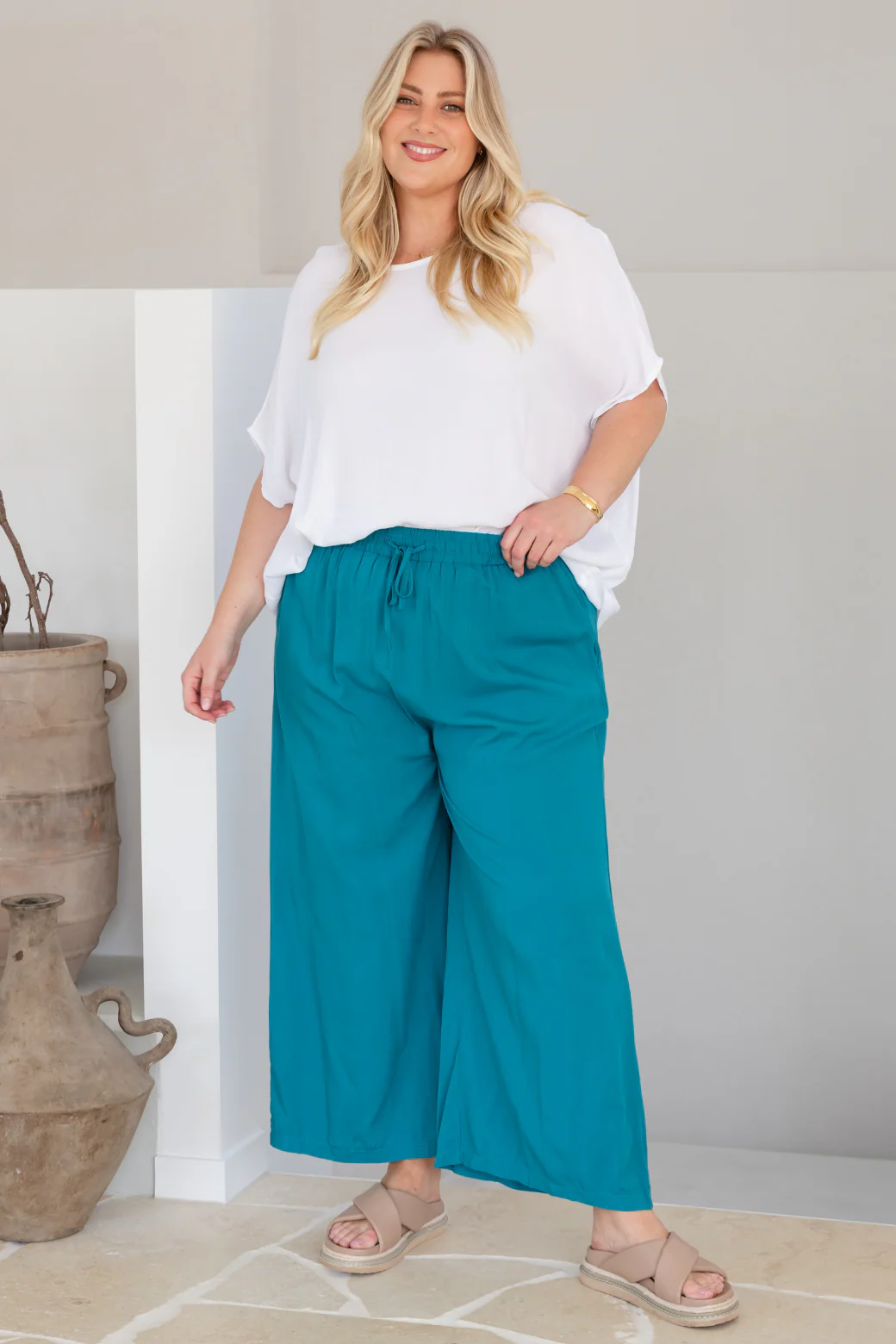 FINAL SALE | Sammy Drawstring Crop Pants Deep Teal - Image 3