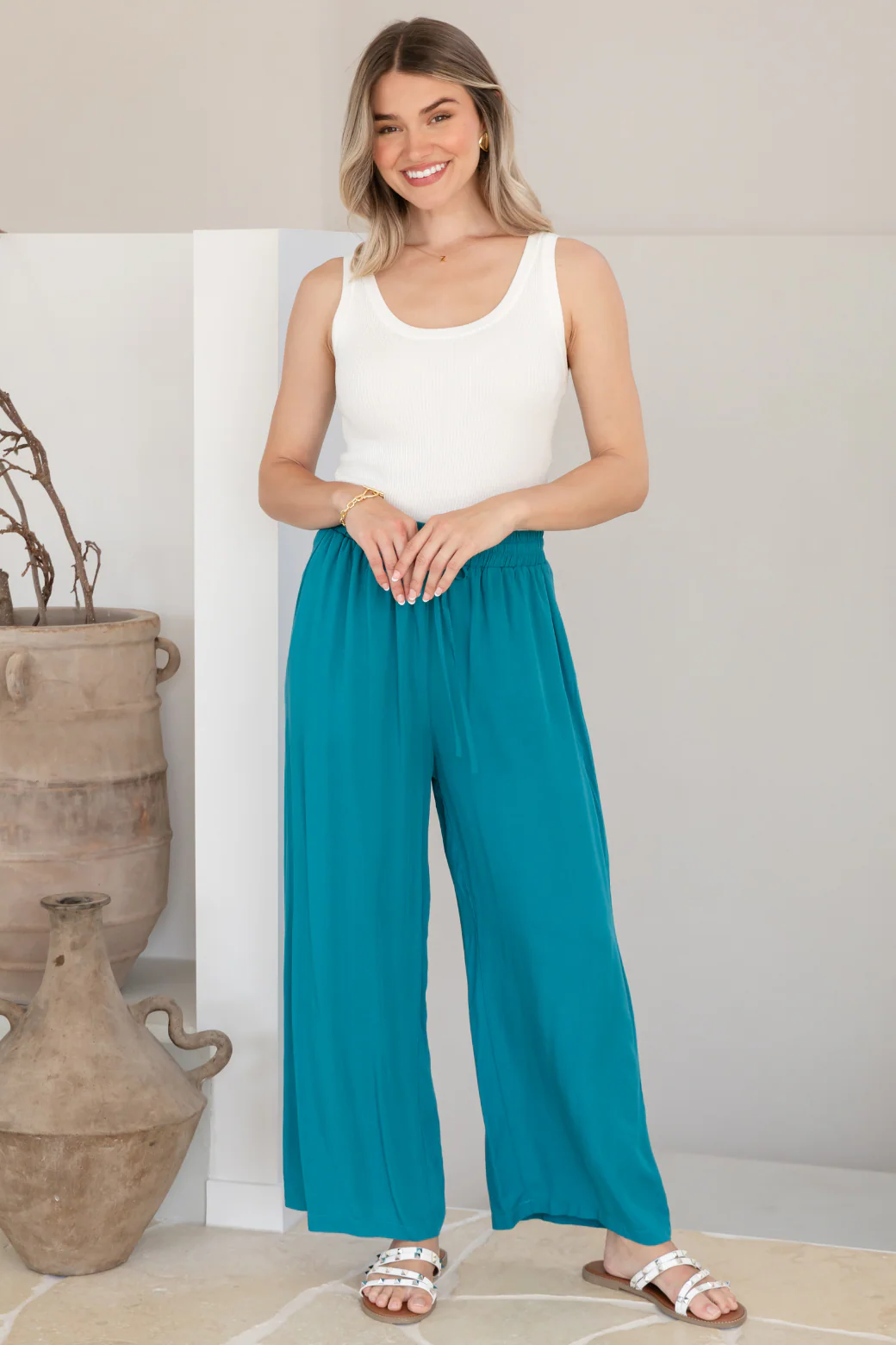 FINAL SALE | Sammy Drawstring Crop Pants Deep Teal - Image 4