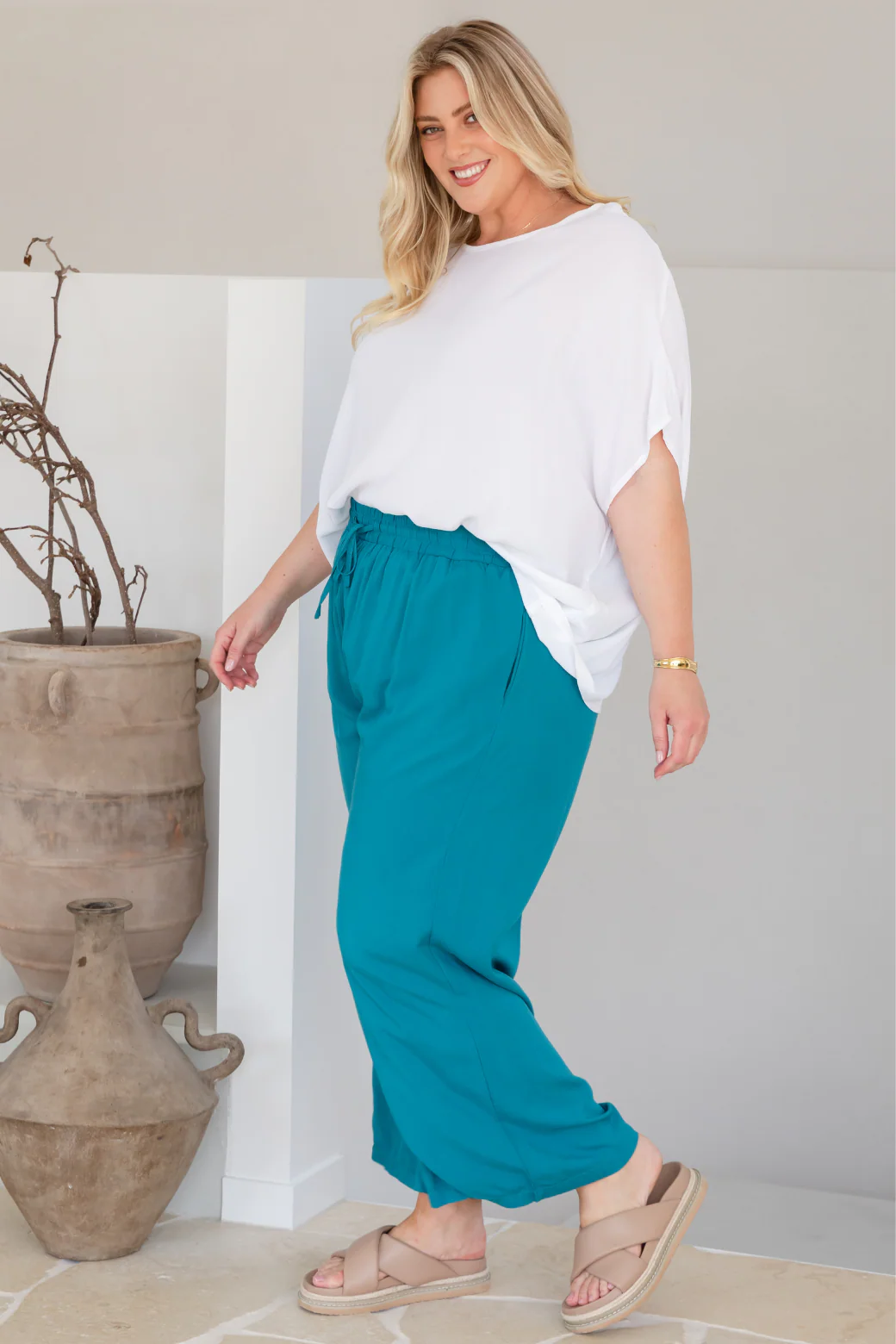 FINAL SALE | Sammy Drawstring Crop Pants Deep Teal - Image 5