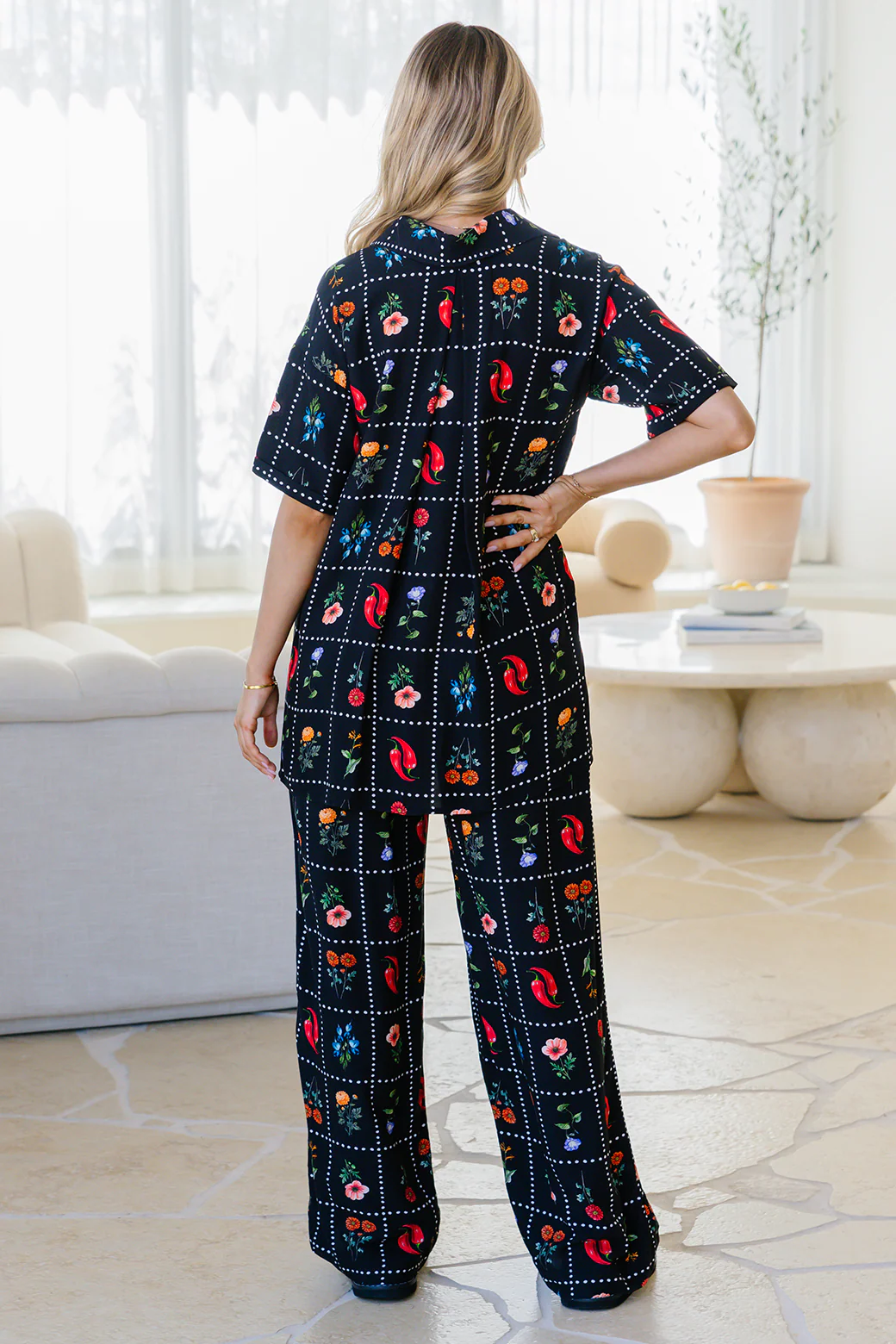 Final Sale | Sandrine Pants Chilli Tile Print - Image 10