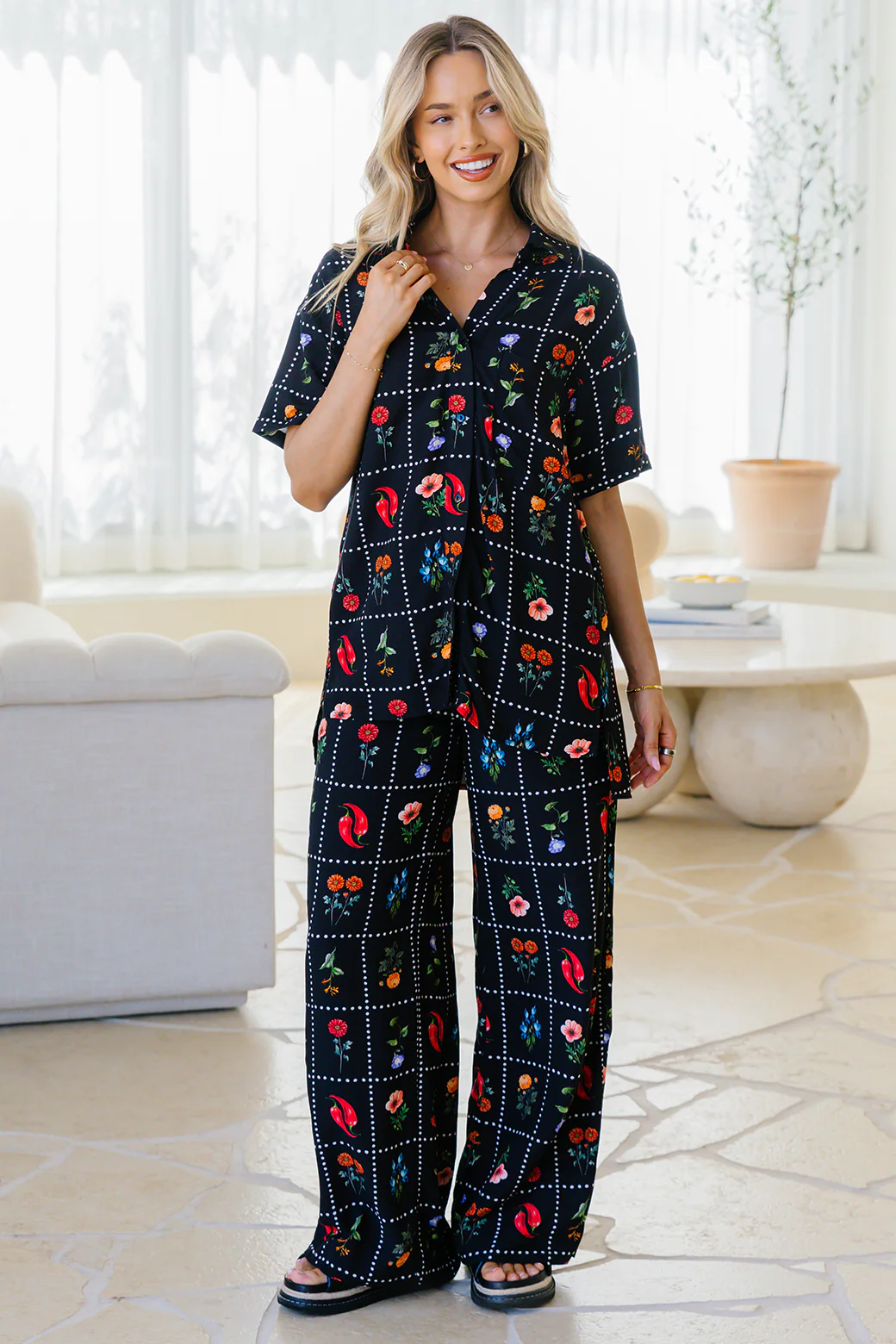 Final Sale | Sandrine Pants Chilli Tile Print - Image 7