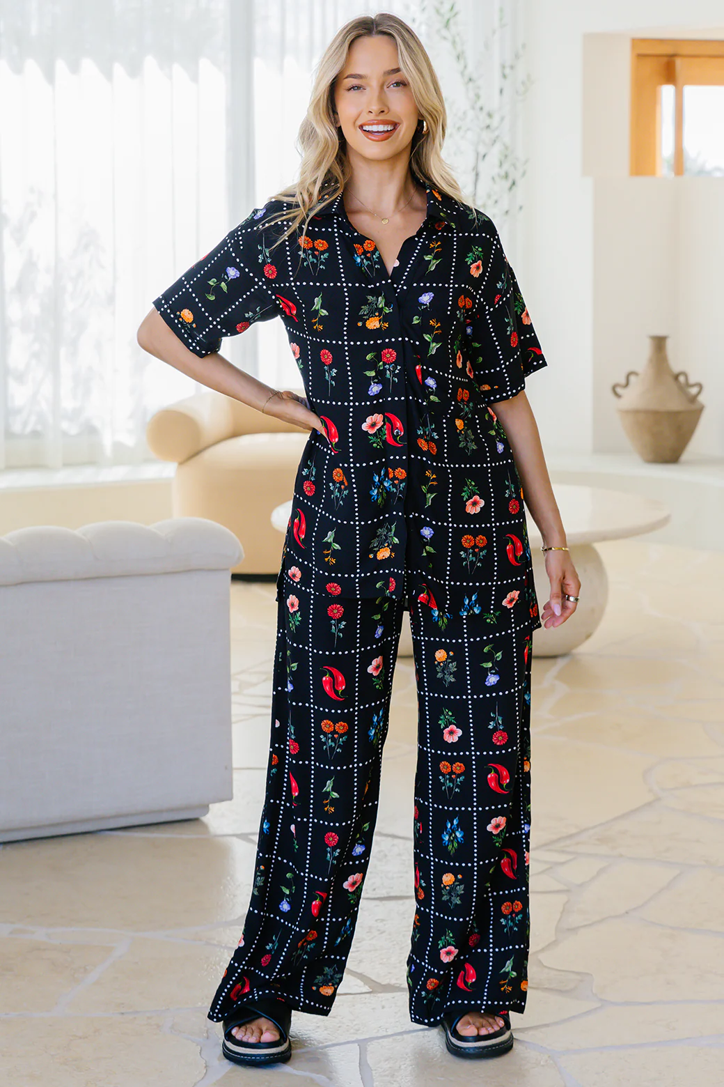 Final Sale | Sandrine Pants Chilli Tile Print - Image 8