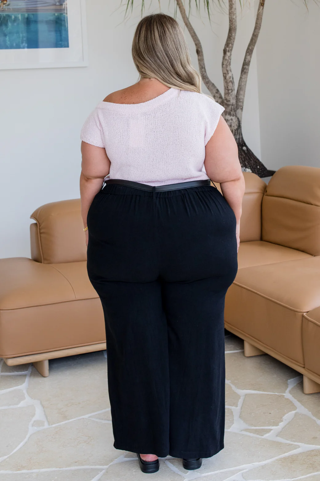 Whitney Linen Tailored Pants Black - Image 5