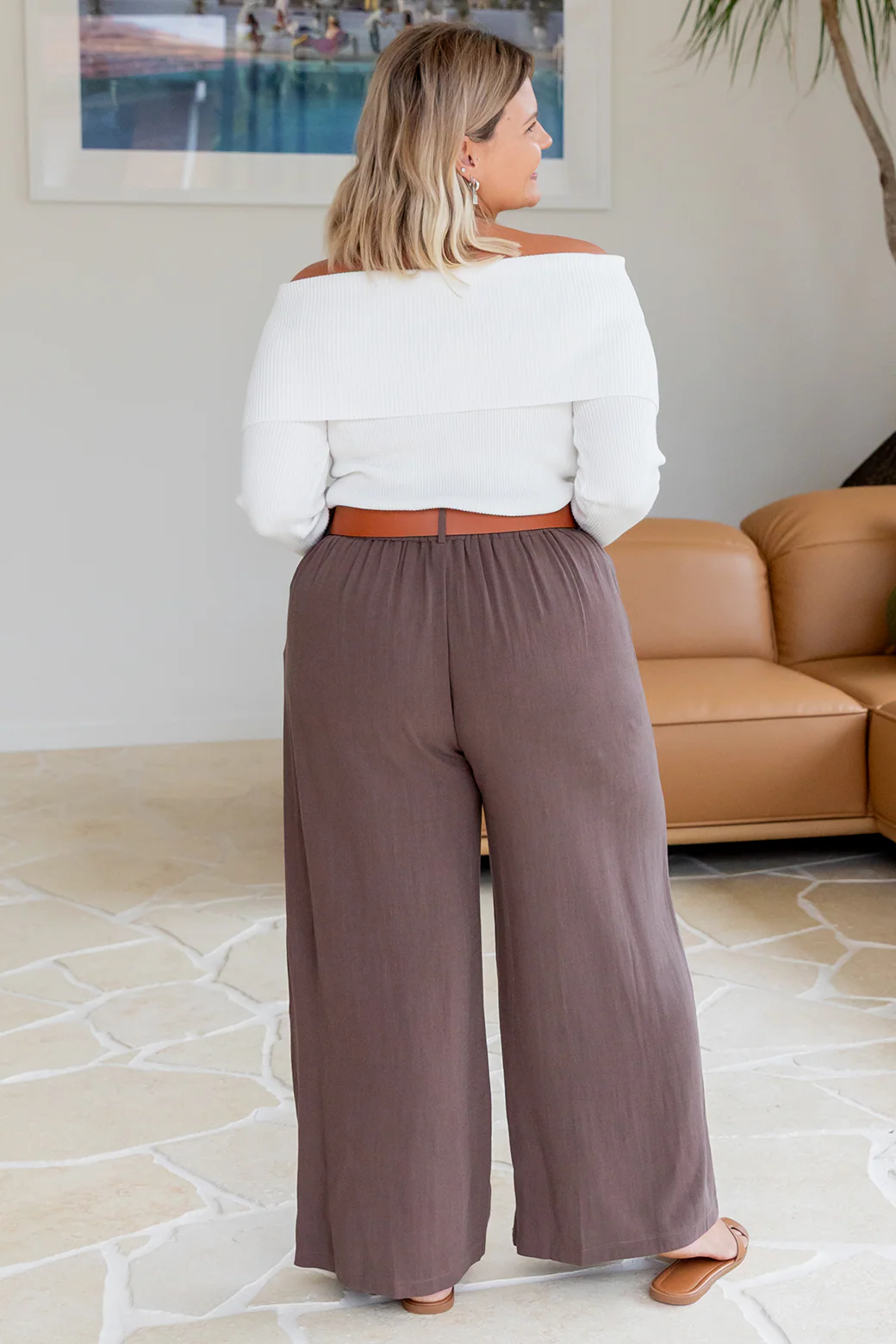 Whitney Linen Tailored Pants Chocolate - Image 9